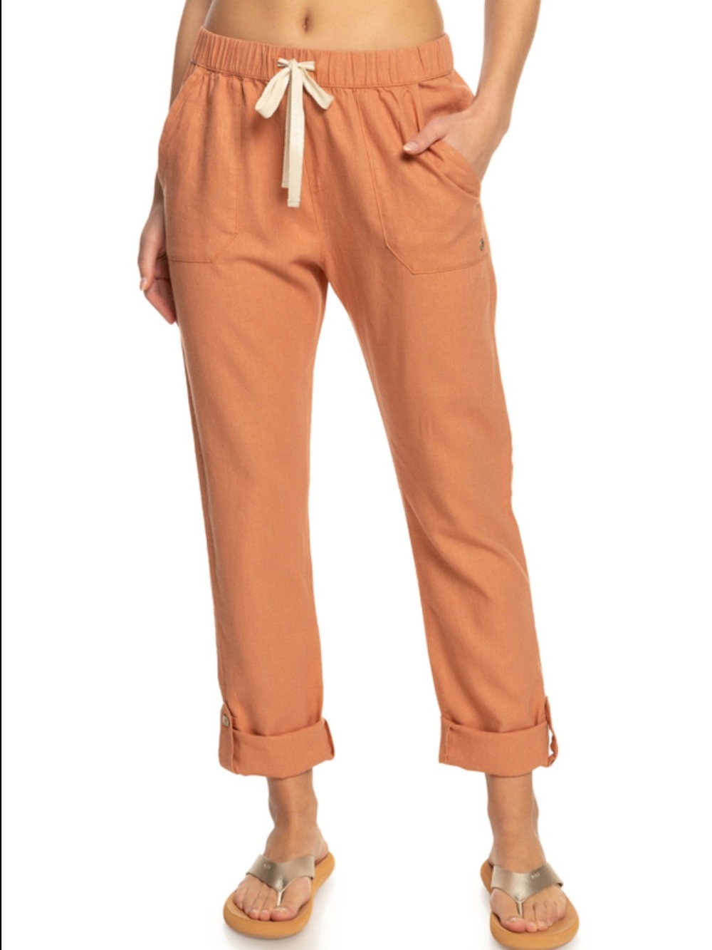 Roxy Women’s On the Seashore Linen Blend Pants in Dusty Rose Size XS
